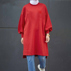 Balloon Sleeve Sport Red Tunic  Balloon Sleeve Sport Red Tunic