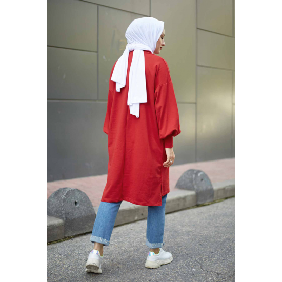 Balloon Sleeve Sport Red Tunic 