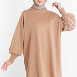Balloon Sleeve Sport  Milky brown Tunic Balloon Sleeve Sport  Milky brown Tunic