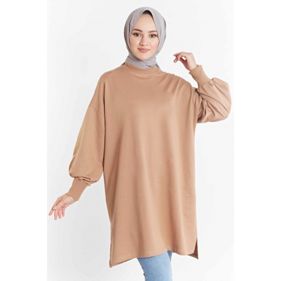 Balloon Sleeve Sport  Milky brown Tunic