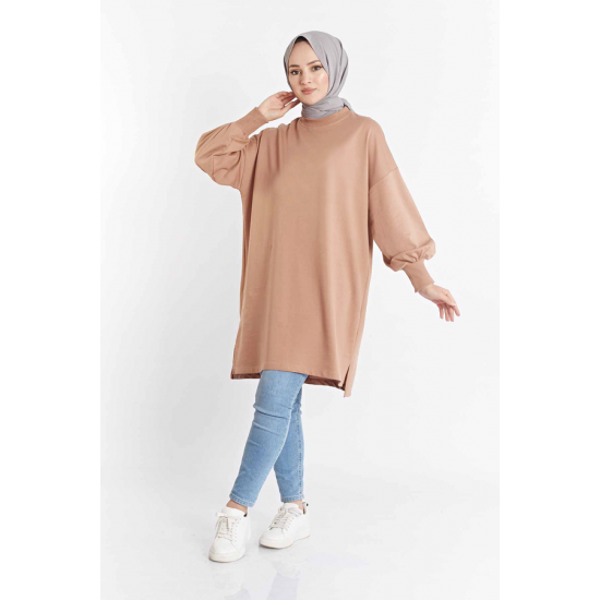 Balloon Sleeve Sport  Milky brown Tunic