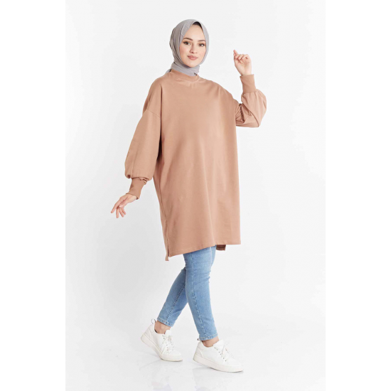 Balloon Sleeve Sport  Milky brown Tunic