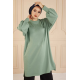  Balloon Sleeve Sport  Milky Light Green Tunic