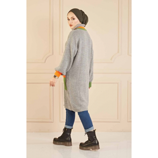 Colorful Turtleneck Knitwear Sweater Grey Color