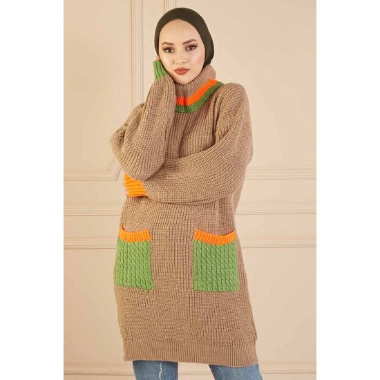  Colorful Turtleneck Knitwear Sweater Vizon Color