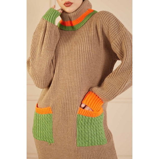  Colorful Turtleneck Knitwear Sweater Vizon Color