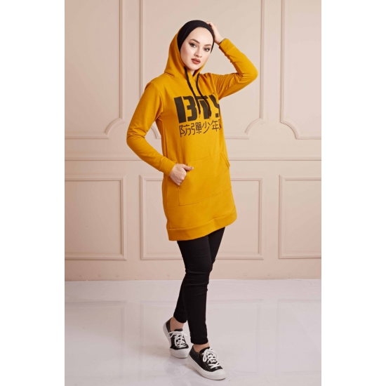 BTS Letter Printed Sports Sweat Mustard Color