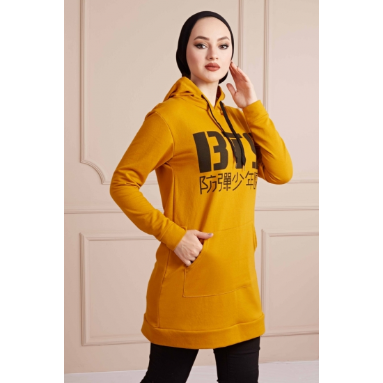 BTS Letter Printed Sports Sweat Mustard Color