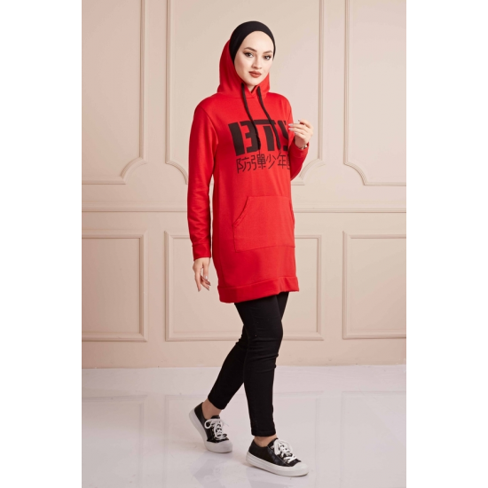 BTS Letter Printed Sports Sweat Red Color