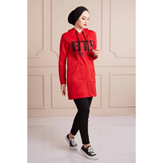 BTS Letter Printed Sports Sweat Red Color