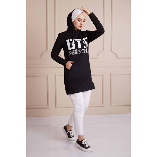  BTS Letter Printed Sports Sweat Black Color