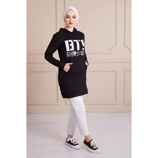  BTS Letter Printed Sports Sweat Black Color