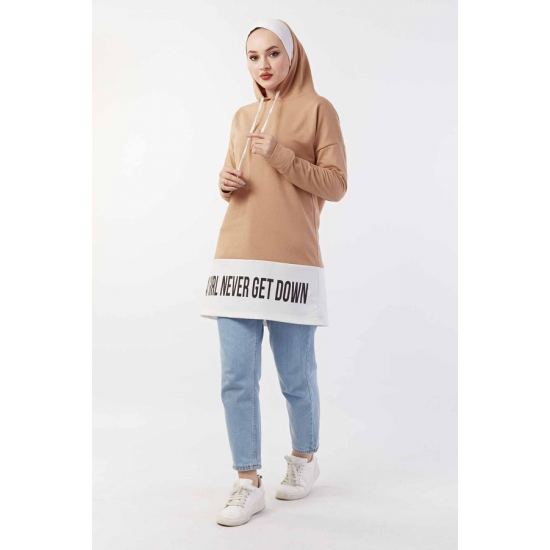 Hooded Sport Milky Brown Sweat