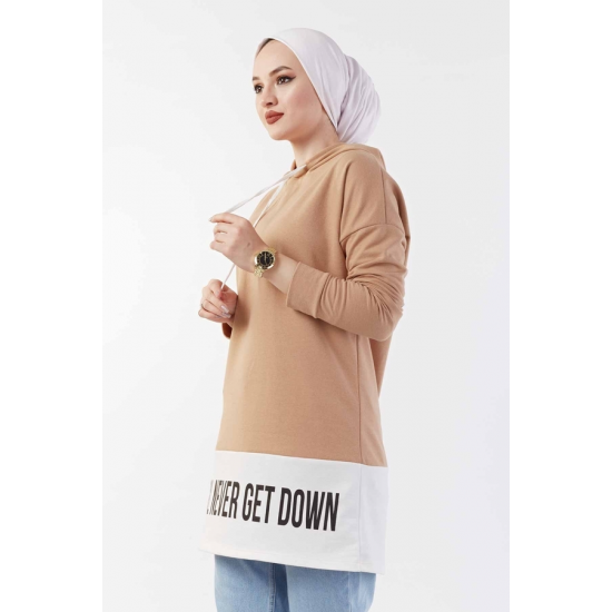 Hooded Sport Milky Brown Sweat