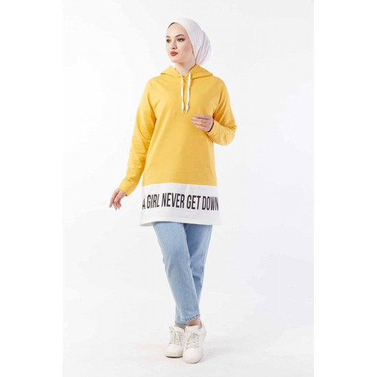 Hooded Sport Yellow Sweat