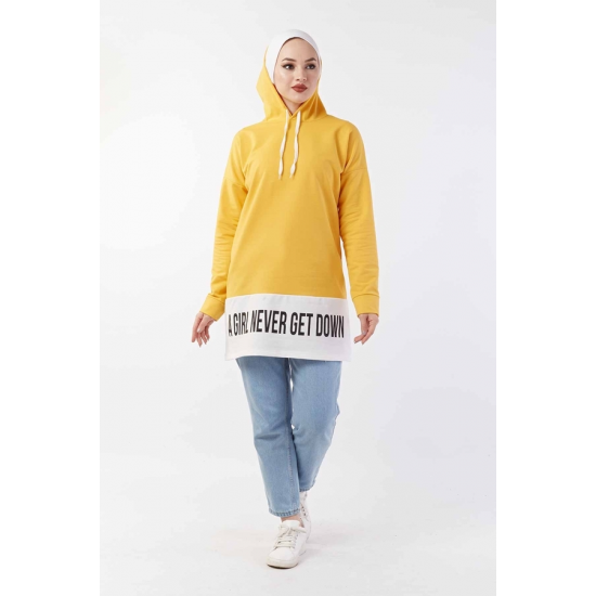 Hooded Sport Yellow Sweat