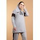  Hooded Printed Sports Suit Grey Color