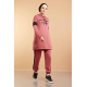  Hooded Printed Sports Suit Rose 