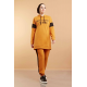  Hooded Printed Sports Suit Mustard Color