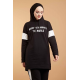 Hooded Printed Sports Suit Black Color