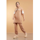  Hooded Printed Sports Suit Milky coffee Color