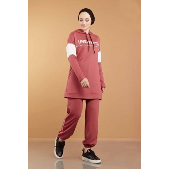 Hooded Printed Sports Suit Rose 