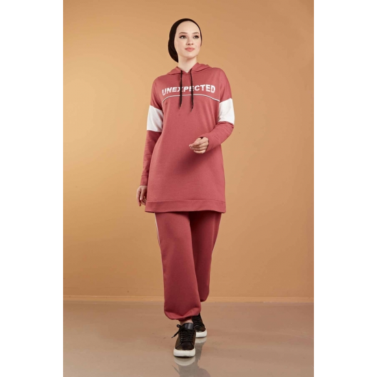 Hooded Printed Sports Suit Rose 