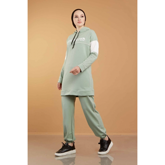 Hooded Printed Sports Suit Mint