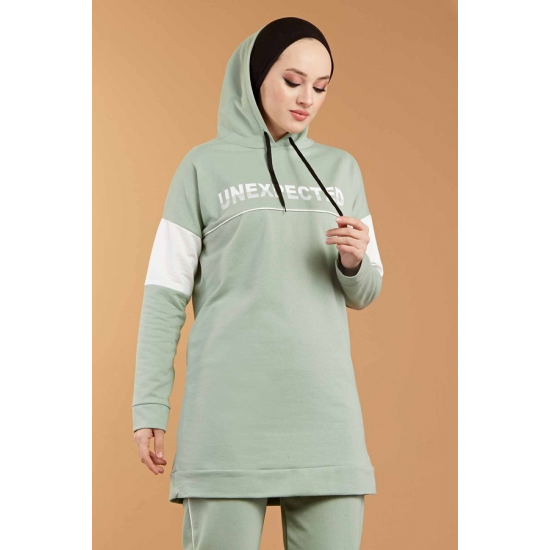 Hooded Printed Sports Suit Mint