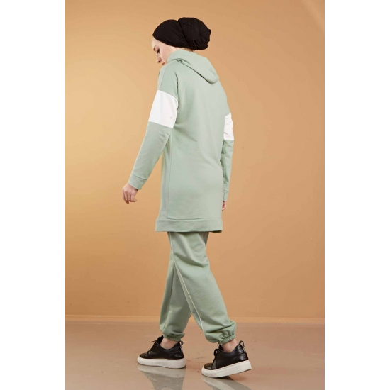 Hooded Printed Sports Suit Mint