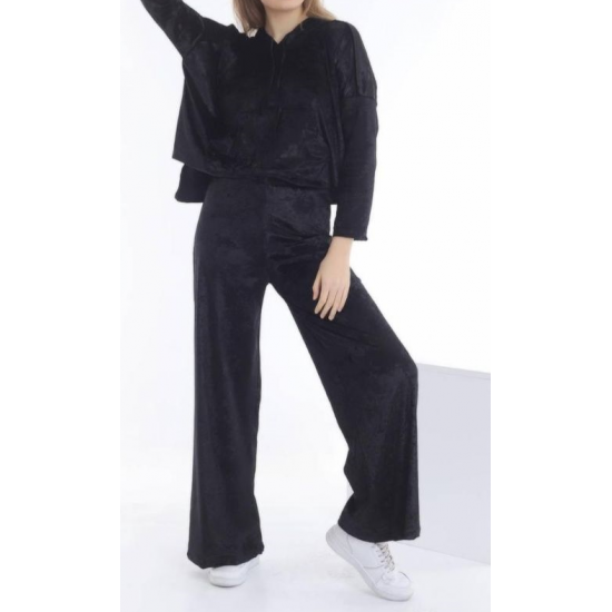 Women's velvet pajamas, black color